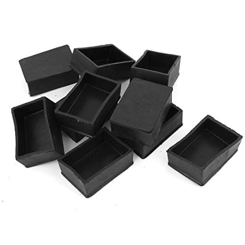 sourcingmap Rubber Rectangular Cover Table Foot Leg End Caps 40x60mm 10Pcs Black