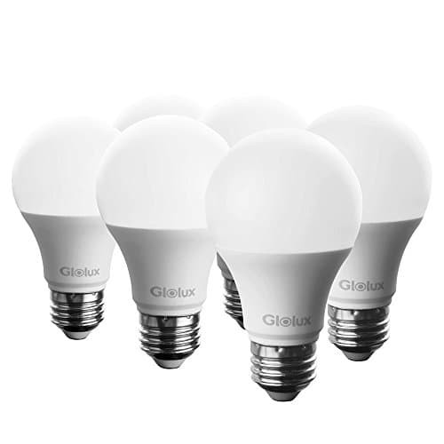 Glolux A19 LED Light Bulb, 60 Watt Equivalent, E26 Base Daylight 9 Watt Pack of 6