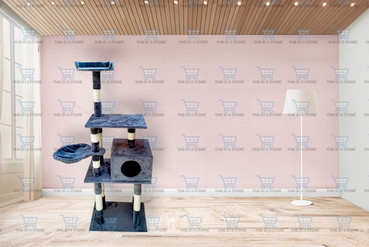 The DDS Store Multi-Level Cat Tree with Sisal-Covered Scratching Posts, Plush Perches, Condo, Cat Tower Furniture - for Kittens, Cats and Pets