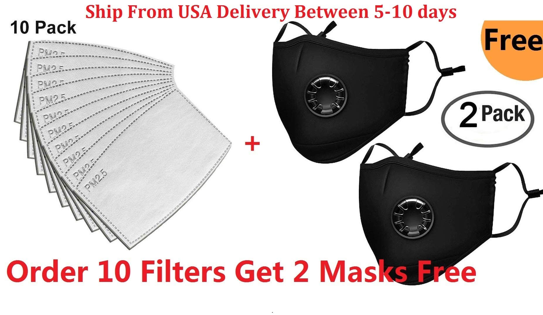 Seekay 10Pcs PM2.5 Activated Carbon Filter 5 Layer Replacement Protective Filter for Mask