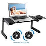 Laptop Stand - HOBFU Computer Stands for Bed with 2 CPU Cooling Fan | Breathable Ventilation Lapdesk with Mouse Pad Side Mount Light Weight | Ergonomic Bed Lap Tray