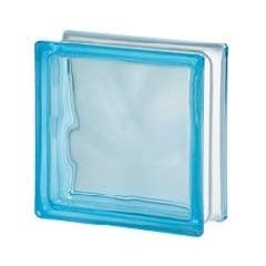 7.5 x 7.5 x 3 Basic Wave Azure Color Glass Block