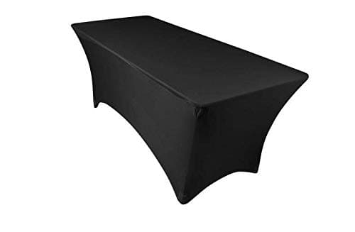 EL Event Linens6 Ft Rectangular Stretch Tablecloth -Spandex Tight Fit Table Cover-Dj, Tradeshows, Vendors Black