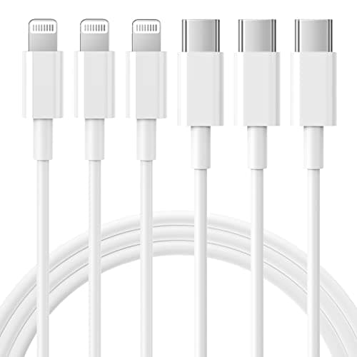 USB C to Lightning Cable 3Pack 6FT [Apple MFi Certified] iPhone Fast Charger Cable USB-C Power Delivery Charging Cord for iPhone 14/13/12/11/XS/XR/X/8/iPad, White