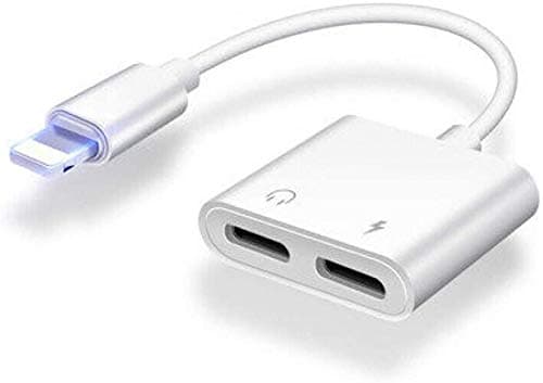 Luvfun Adapter for iPhone Cable, 2 in 1 iPhone Audio Adaptor (Support Audio+Charging+Call+Volume Control) Headphone Adapter for iPhone x/8/8 Plus/7/7 Plus Aux Cable Adapter-White