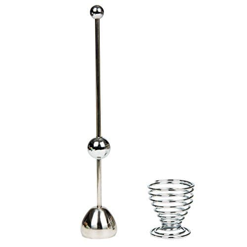 Egg Cracker, Soft Boiled Egg Cutter Topper, Easter Egg Cookie Cutter, DFmicro One Silver Egg Holder, Stainless Steel Kitchen Tool for Removing Top of Soft Hard Boiled Eggs Shell Smooth Round Opening