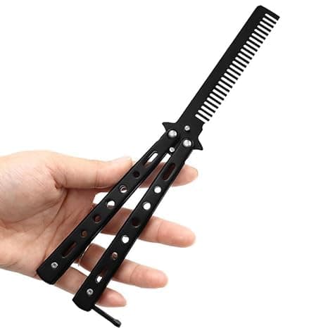 Butterfly Comb,Combs Stainless Steel Folding Practice Combs, Practice Comb Hair Styling Tools Balisong Comb