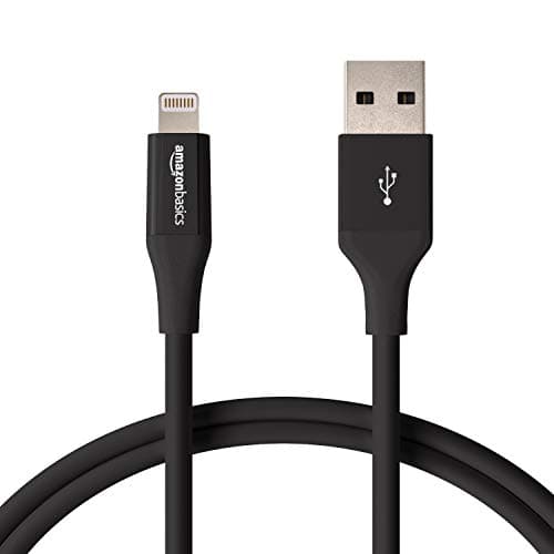 Amazon Basics Lightning to USB A Cable, Advanced Collection, MFi Certified Apple iPhone Charger, Black, 3 Foot