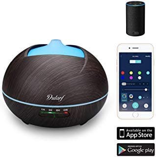 Essential Oil Diffuser, Dularf Wood Grain Aromatherapy Diffuser Cool Mist Nebulizer Diffuser Humidifier 400ml for Office Home Compatible 15 Color Lighting & Timer Settings (brown)