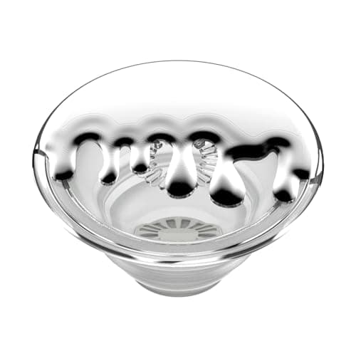 PopSockets PopGrip Extendable Stand and Handle with Replaceable Top, Chrome Drip Silver