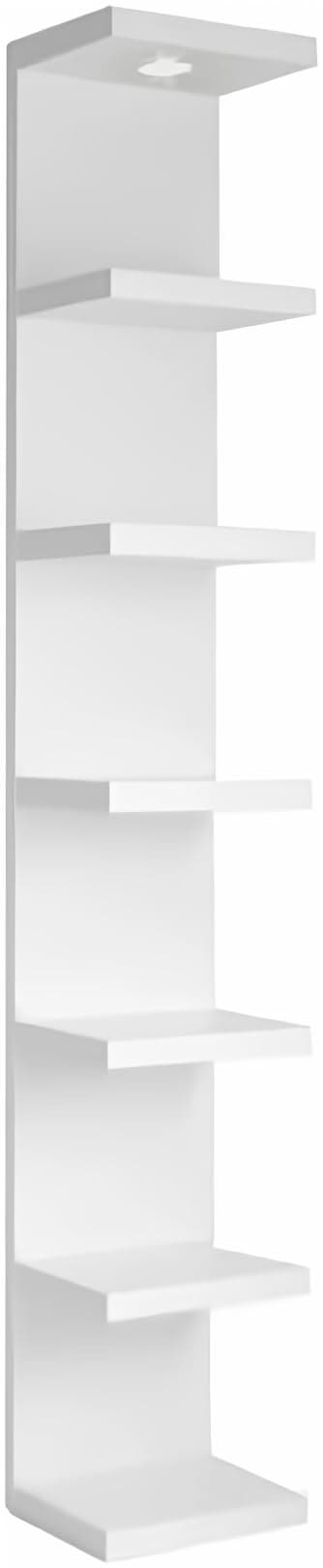 Versatile 7 Tier Wall Shelf Unit,White Lack Wall Shelf,Display Floating Shelf with LED Remote Control Light