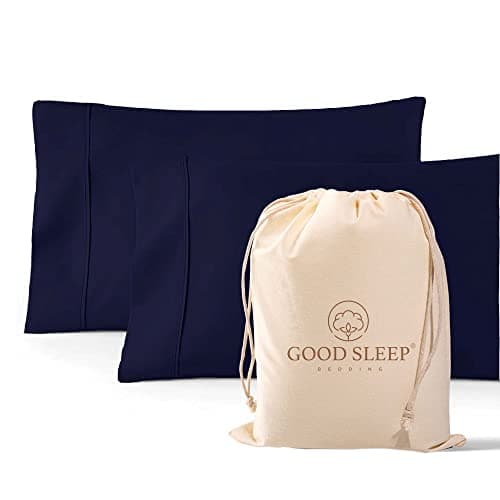 1000 TC Navy Blue Standard Pillowcases Set of 2 100% Egyptian Cotton Pillow Cases with Long Staple Cotton & Sateen Weave, Silky Soft Hotel - Like Bed Pillow Covers for Comfy Sleeping, Snug Fit