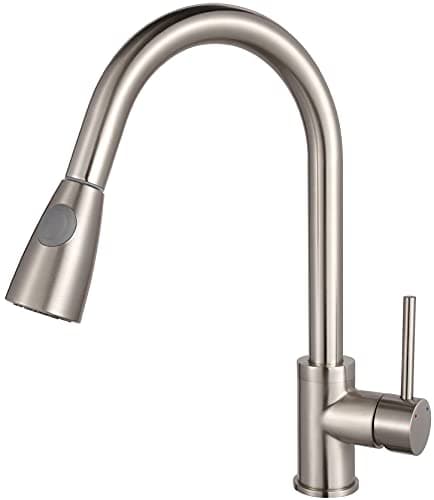 Modern Stainless Steel Single Handle Pull Down Spray Kitchen Sink Faucet, Brushed Nickel Finished