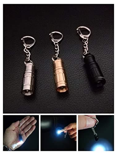 Super Mini Small Tiny Keychain Flashlight,Smallest Bright Key Ring Light Torch For Edc Emergency Dog Walking Sleeping Reading Gift For Student Kids Or Parent(E1-Alu Alloy Black2 Pack)15 Lumen