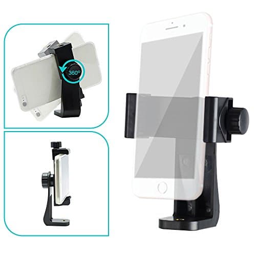 Angle Adjustable 360 Degrees Smartphone Holder Tripod and Mounting Adapter, iPhone, Samsung, Universal Cell Phone Adapter, Clamp LGG611_V2