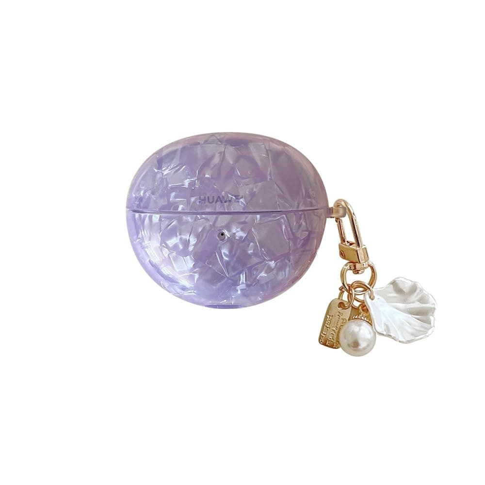 for Huawei Freeclip Earphone Case, Exquisite Interesting Unique Seashell Pattern Wireless Bluetooth Headset Protective Cover for Women Girls