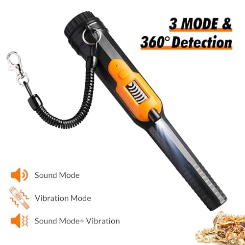 Vertimia Metal Detector Pinpointer, Professional Waterproof Handheld Pin Pointer Wand, 3 Modes Search Treasure Pinpointing Finder Probe with LCD Display for Adult, Kids, 9V Battery Included - Orange