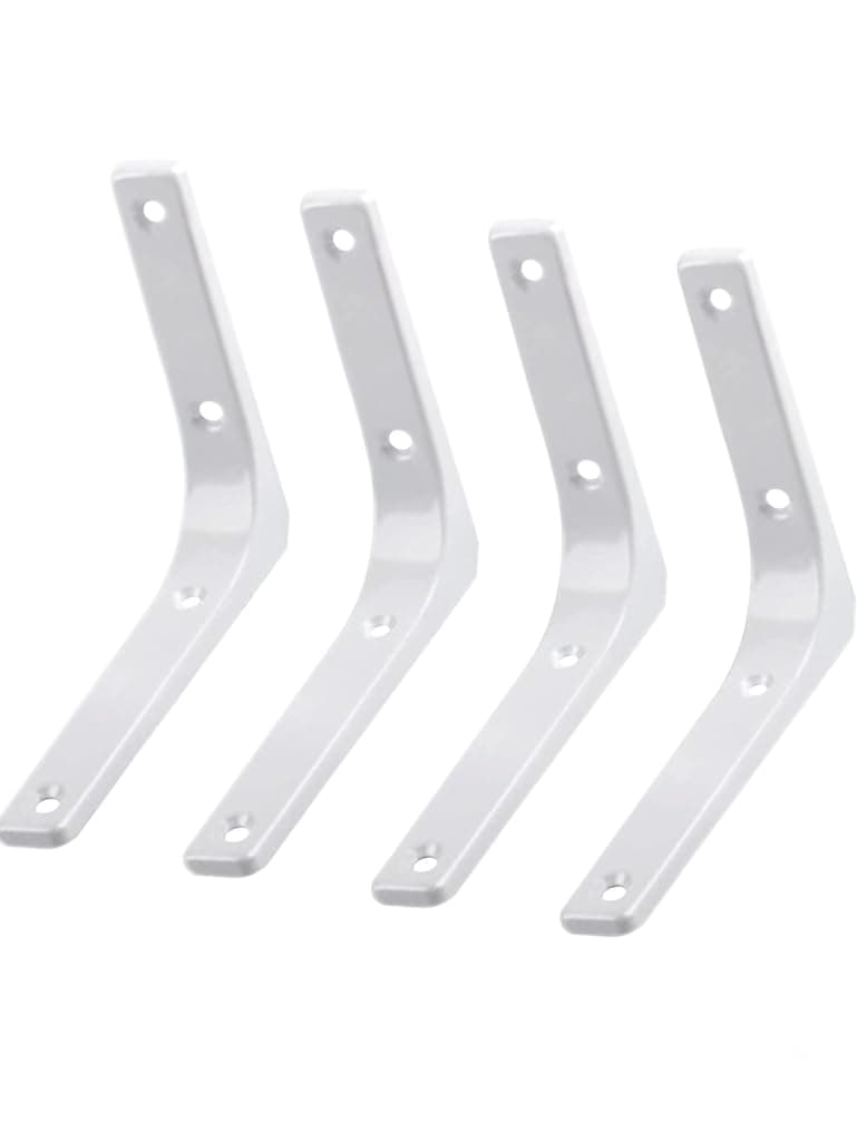 4 Pcs Shelf Bracket Corner Brace Angle Bracket Shelf Support Wall Hanging 100mm*100mm, Metal Bright White Finished, EJR100W-4P