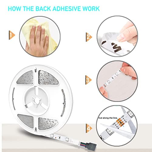 50ft Led Strip Lights Smart Light Strips with App Control and IR Remote, 5050 RGB Led Lights for Bedroom, Music Sync Color Changing Lights for Room Party