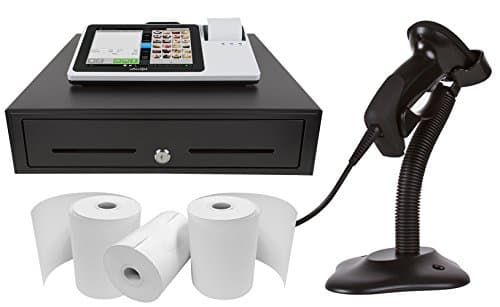 uAccept Complete POS Including 8" Touch Screen, 3 Rolls of Thermal Receipt Paper, Barcode Scanner