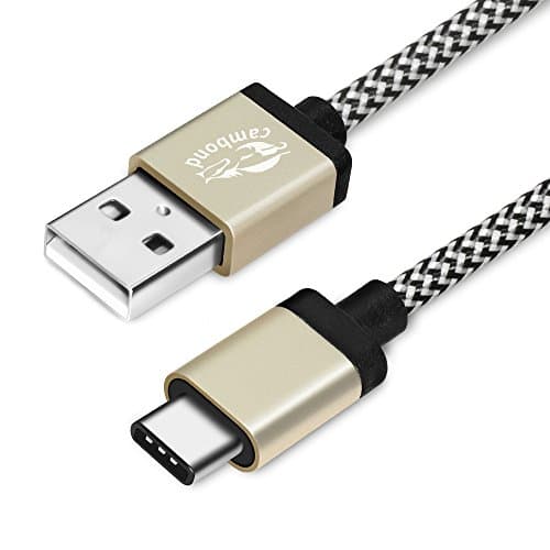 USB Type C Cable 2.0 Cambond Braided Charging Cable Cord 6.6ft/2M for Galaxy Note 8, S8, S8+, Nintendo Switch, Google Pixel, Sony XZ, LG V20 G5 G6, HTC 10, Nexus 6p 5X and More Gold