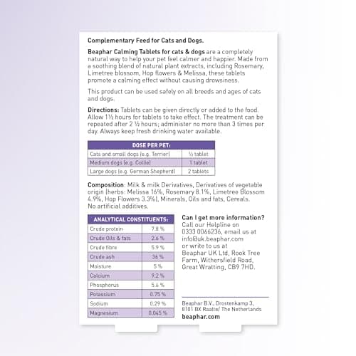 Beaphar Calming Tablets, 20 Count