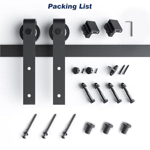 EaseLife 4 FT Sliding Barn Door Hardware Track Kit,Basic J Pulley,Slide Smoothly Quietly,Easy Install (4FT Track Kit for 24" Wide Single Door)