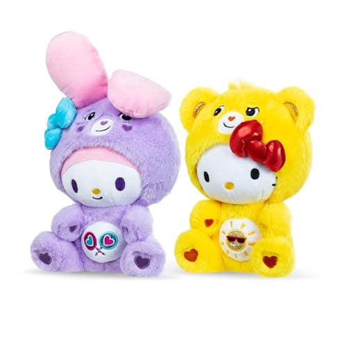 Care Bears x Hello Kitty Plush 2 Pack - Hello Kitty as Funshine Bear & My Melody as Share Bear
