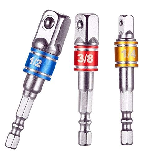 Impact Grade Socket Wrench Adapter Extension Set,Socket Bit Hex Shank Adapter Drill Nut Driver Power Extension Bar 3pc 1/4" 3/8" 1/2" for Automotive,DYI and Home Repair Tool Kits,Automotive Drill