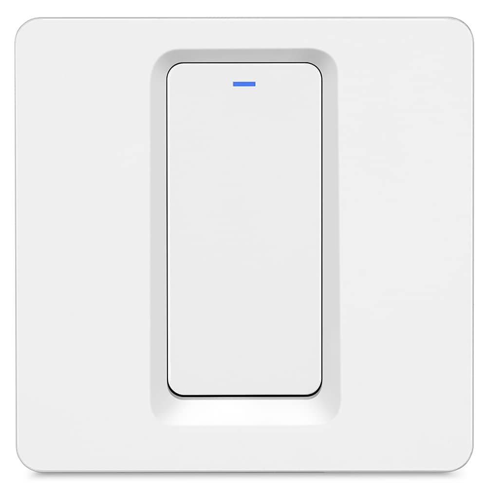 WiFi Smart Light Switch, Work with or without Neutral Wire, No Hub Required, Remote Control, Voice Control and Timing Function, Compatible with Alexa, Google Assistant and IFTTT 1 Gang-1 Way