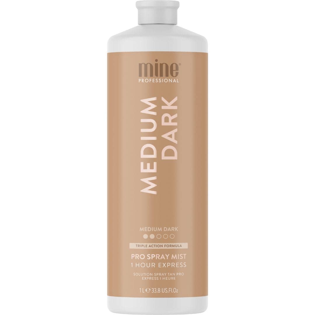 MineTan Spray Tan Solution | Medium Dark Sunless Tanning Solution for Subtle Bronzed, Glowing Finish, Fast-Drying, Hydrating & Tropical Coconut Scent, Salon Professional Formula, Vegan, 33.8 Fl Oz