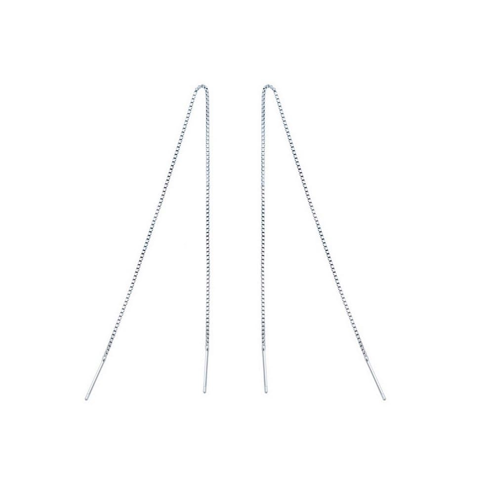 Sterling Silver Tassel Threader Drop Earrings