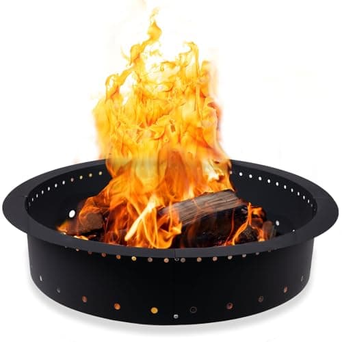Iron Forge Tools Fire Pit Ring 24 inch Outer/18 inch Inner - Heavy Duty Metal Smokeless Round Fire Pit Insert Liner for Outdoor - (24x18x10 Inch) - Utility Patent Pending