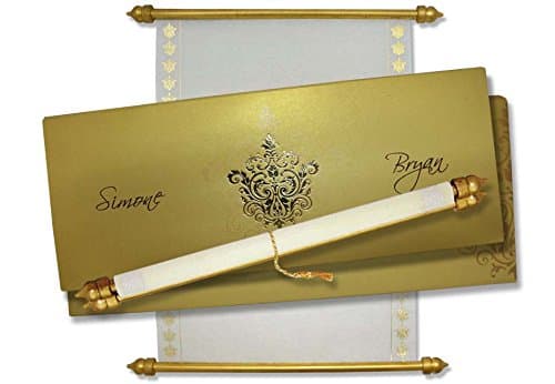 Wedding Scrolls, Box Scroll Invitations, Scroll Wedding Invitations (10 pcs) (Gold)