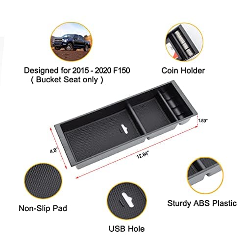 JDMCAR Center Console Armrest Insert Organizer ABS Tray Pallet Storage Box Container Compatible for Ford F150 2015 2016 2017 2018 ââ‚¬