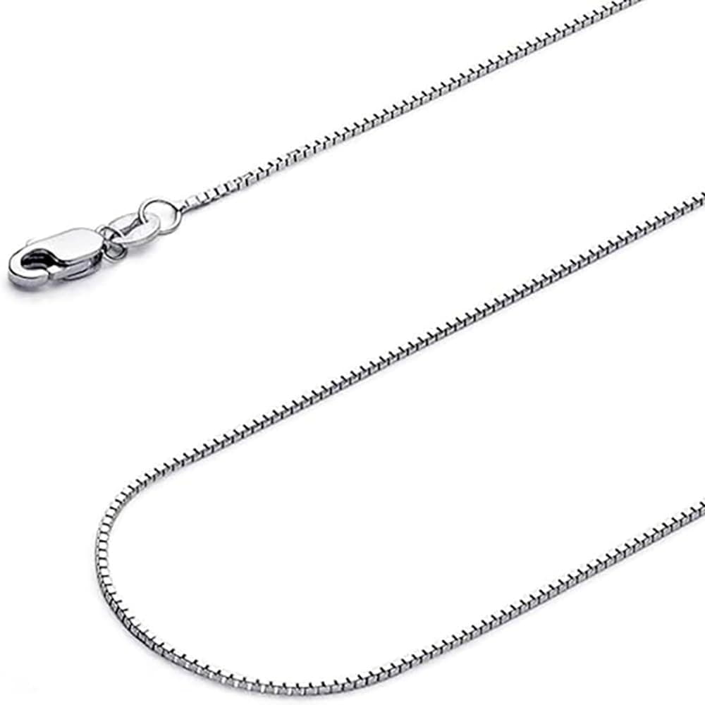 14K Yellow/White/Rose Gold Solid Box Link Chain 0.7/1.0/1.3 / 2mm Necklace with Lobster Claw Clasp, Jewelry Gift for Women or Men