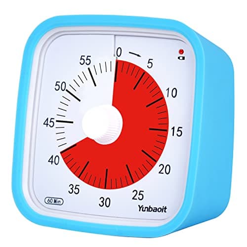 Visual Timer with Protective Case, Yunbaoit Upgraded 60-Minute Countdown Timer for Kids and Adults with Low Battery Remind, Silent Time Management Tool, No Ticking, Optional Alert (Blue)