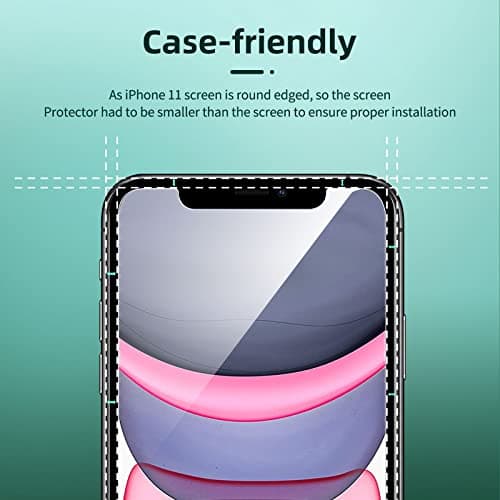 NEW'C 4 Pack, 2 Pack for iPhone 11 Screen Protector + 2 Pack Camera Lens Protector, Sensor Protection,Case Friendly Tempered Glass Film