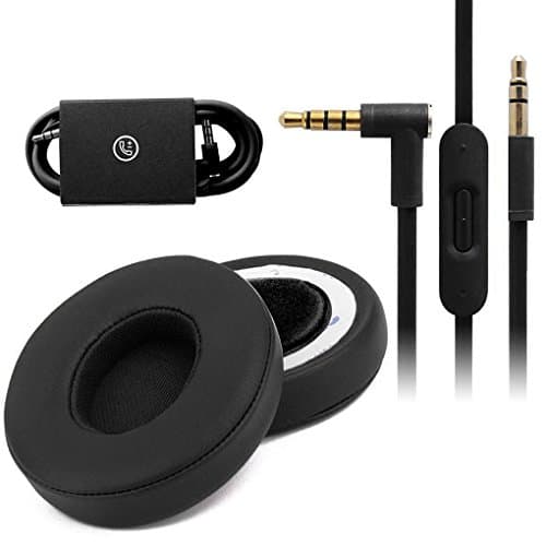 Studio 2.0 Earpads audio Cable Replacement Microphone Talk Cable + Ear Cushions For Beats Studio Wireless Over-Ear Headphones (Black)