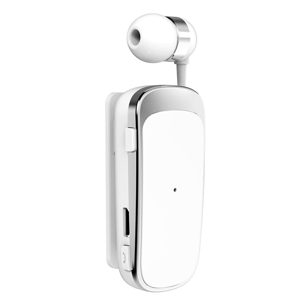 Bluetooth Headset Retractable Clip-on Bluetooth 4.1 In-ear Earphone Wireless Sports Handsfree Headset with Mic Noise Cancelling, Simultaneous Connection of 2 Devices for Driver, Business, Sport