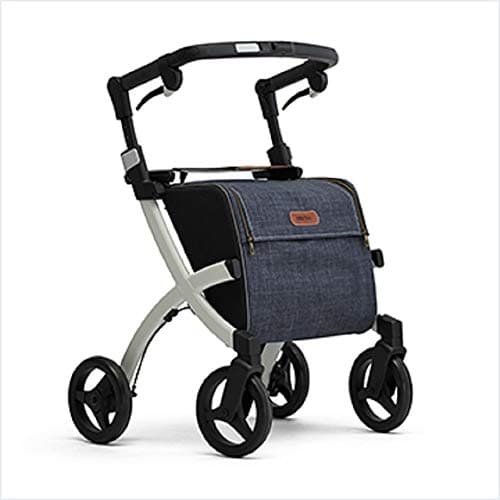 Triumph Mobility Rollz Flex - Shopper Rollator Mobility Walker, Standard: User Height: 5'1" - 6'4" Regular, (White w Denim Grey)