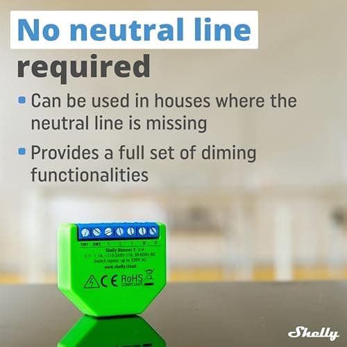 Shelly Dimmer 2 | WiFi Smart Dimmer Switch | No Neutral Wire Required | Home Automation | Alexa & Google Home | iOS Android App| No Hub Required | Wireless Switch | Dimmable Lights (4 pack)