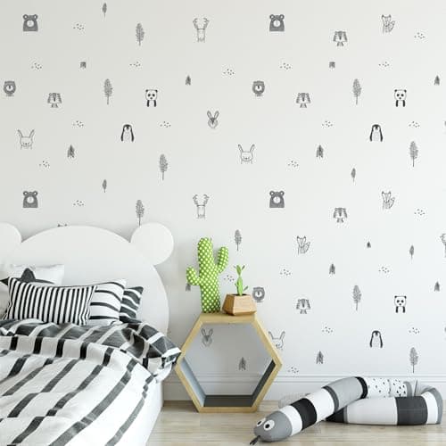 Stylish Animal Wall Stickers - Nursery, Toddler, Kids Jungle Wall Stickers with Adorable Safari Animal Designs. Easy to Apply Baby Wall Stickers. Designed by Parents in The UK