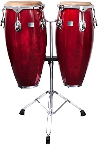 Performance Percussion Conga Set with Stands - Trans Red Finish