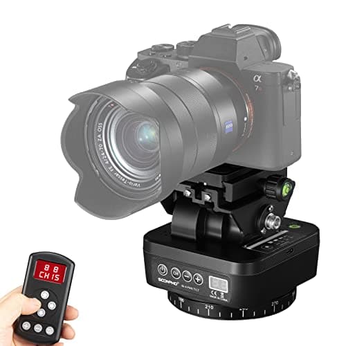 Soonpho M4 Motorized Rotating Panoramic Tripod Head, Remote Control Pan Tilt Head with Remote Control and Mobile Phone Clip for DSLR Cameras, Camcorders, Smartphones, Tripod, Black