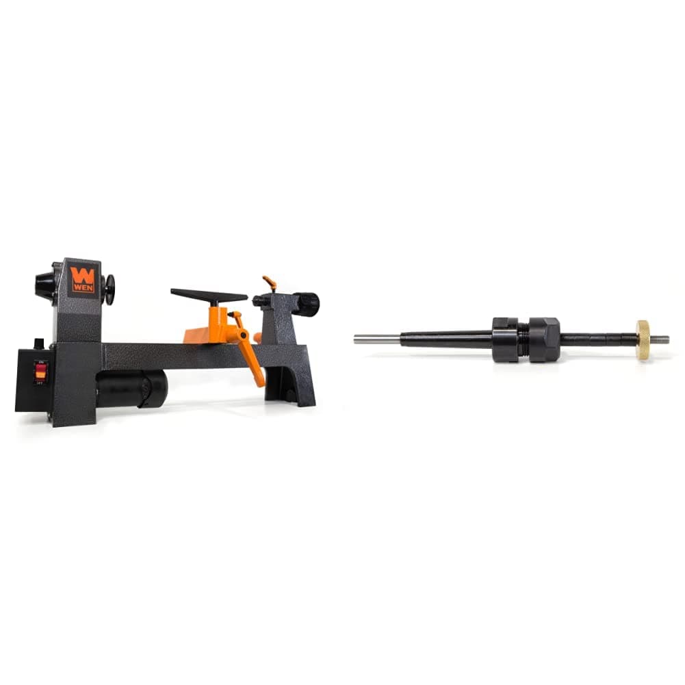 WEN LA3421 8-Inch by 13-Inch Variable Speed Mini Benchtop Wood Lathe + WEN PM01 Wooden Lathe Pen-Turning MT1 Mandrel