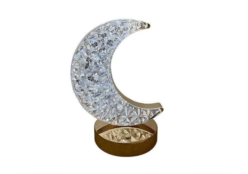 AWD Ramadan Crescent Crystal Table Light, Star Eid Light, Art Night Lights Home Ramadan Decoration, Muslim Ramadan Table Light Crafts Desktop Decoration Eid Ornaments Gifts. (Crescent)
