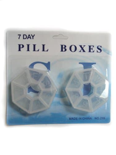 7 Day Pill Box Case Organizer Round (2 Pack) Fits in Purse