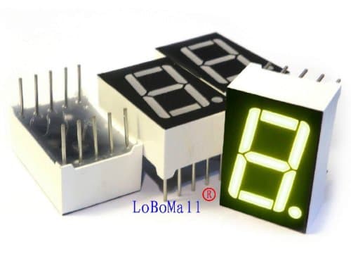 LoBoMall 4pcs 7-segment LED Display, 1 Digit Green Common Anode (Pack of 4)