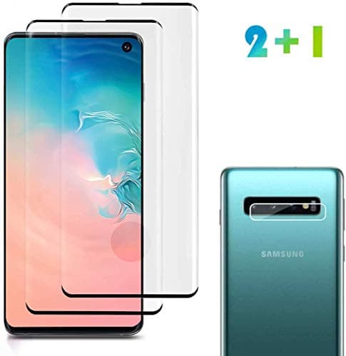 [2 Pack] Galaxy S10 Screen Protector Tempered Glass Include a Camera Lens Protector,Full Coverage [Anti-Scratch][High Definition] Tempered Glass Screen Protector for Galaxy S10